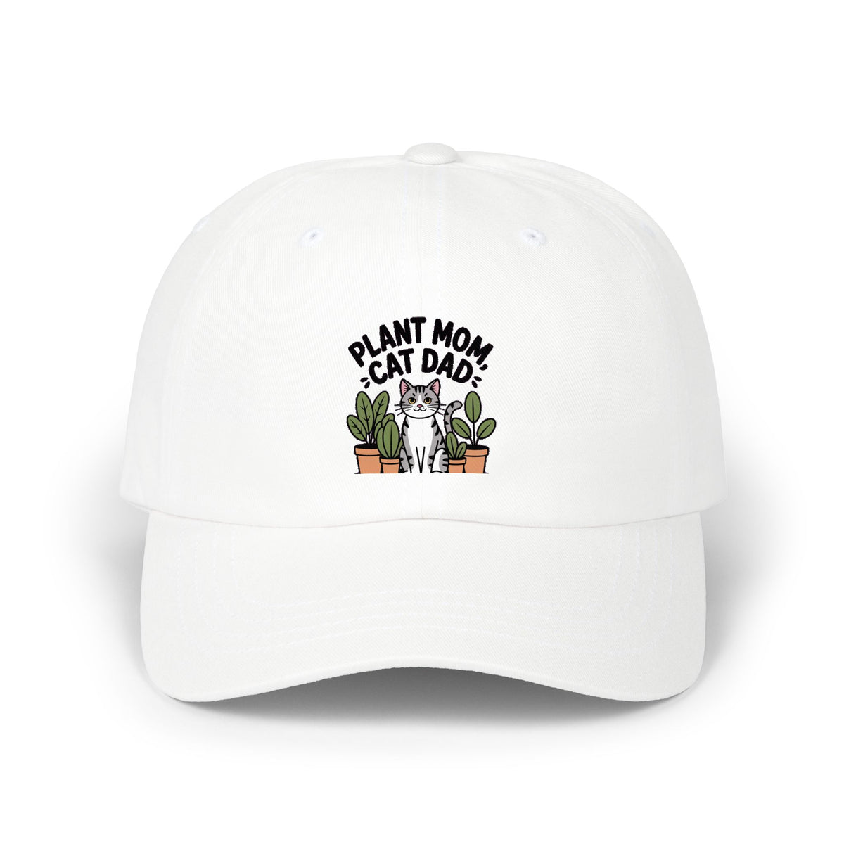 Plant Mom Cat Dad Hat, Funny Cat Dad Embroidered Cap, Plant Lover Gift, Cute Cat and Plants Hat, Crazy Cat Lady Gift for Her