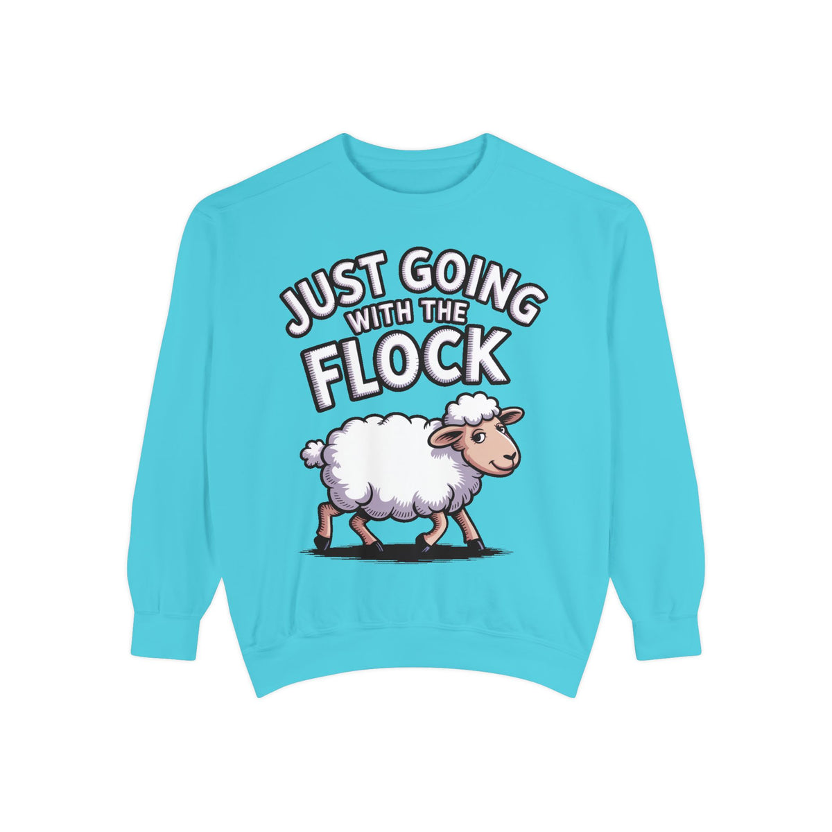 Funny Sheep Sweatshirt, Going With The Flock Crewneck, Cute Cartoon Sheep Embroidered Sweatshirt, Sarcastic Gift for Introvert