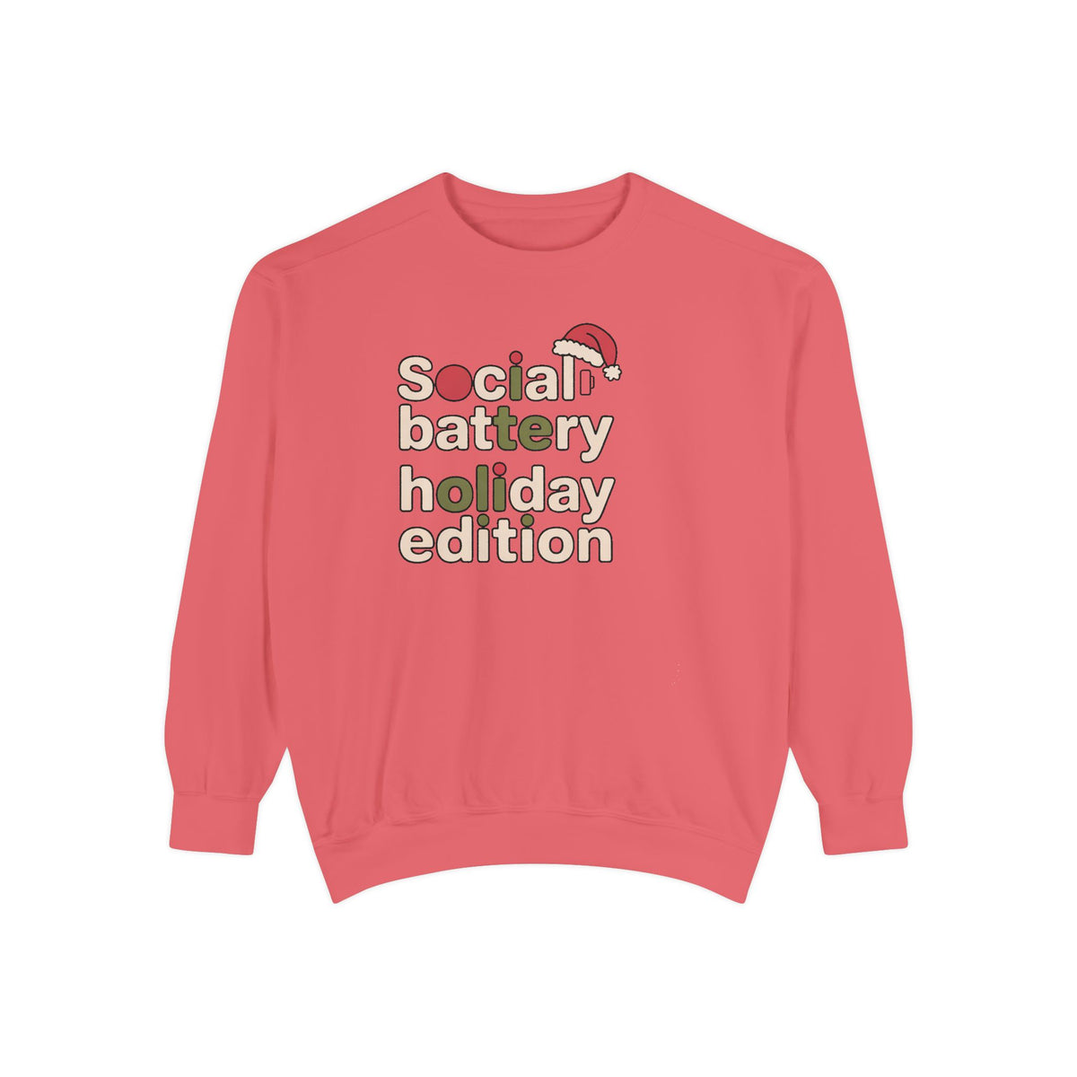 Social Battery Low Sweatshirt, Funny Christmas Gift For Introverts, Socially Tired Holiday Edition Crewneck, Anti Social Xmas Sweater