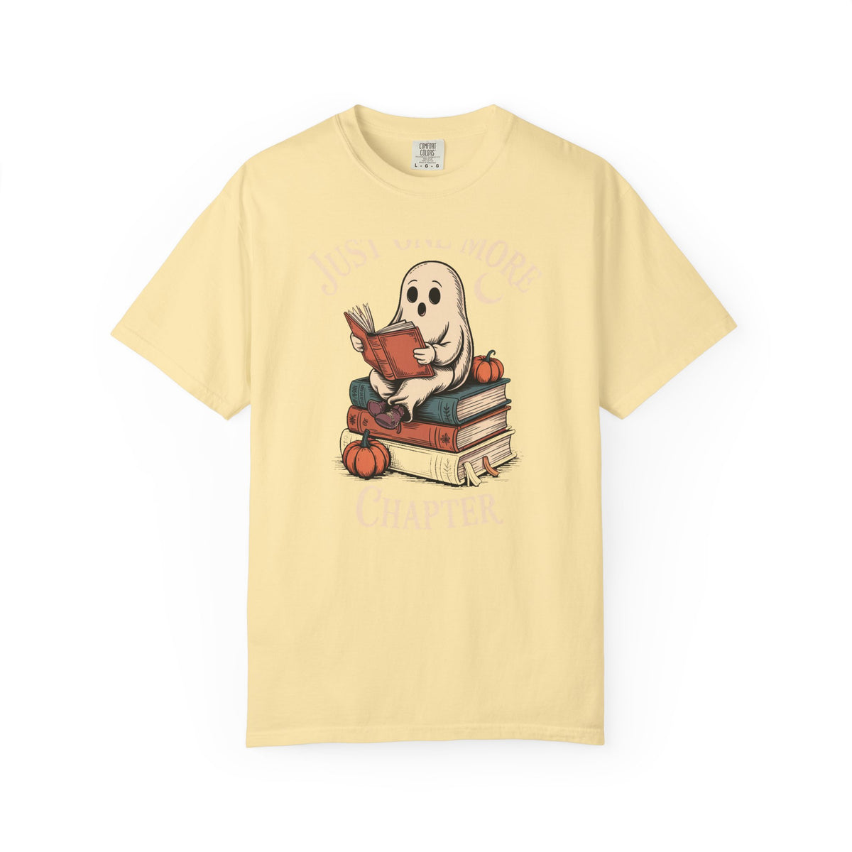 Just One More Chapter Ghost Shirt, Cozy Halloween Reading Tee, Bookish Ghost T-Shirt, Vintage Storybook Halloween Gift