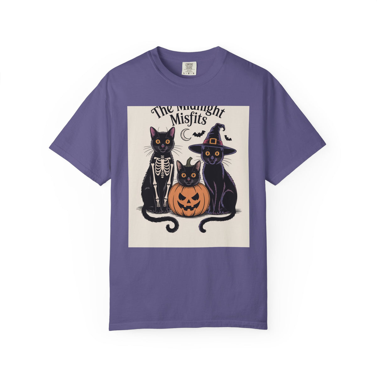 The Midnight Misfits Cats Halloween Shirt, Funny Black Cat Costume Tee, Spooky Season Portrait T-Shirt, Cat Lover Gift