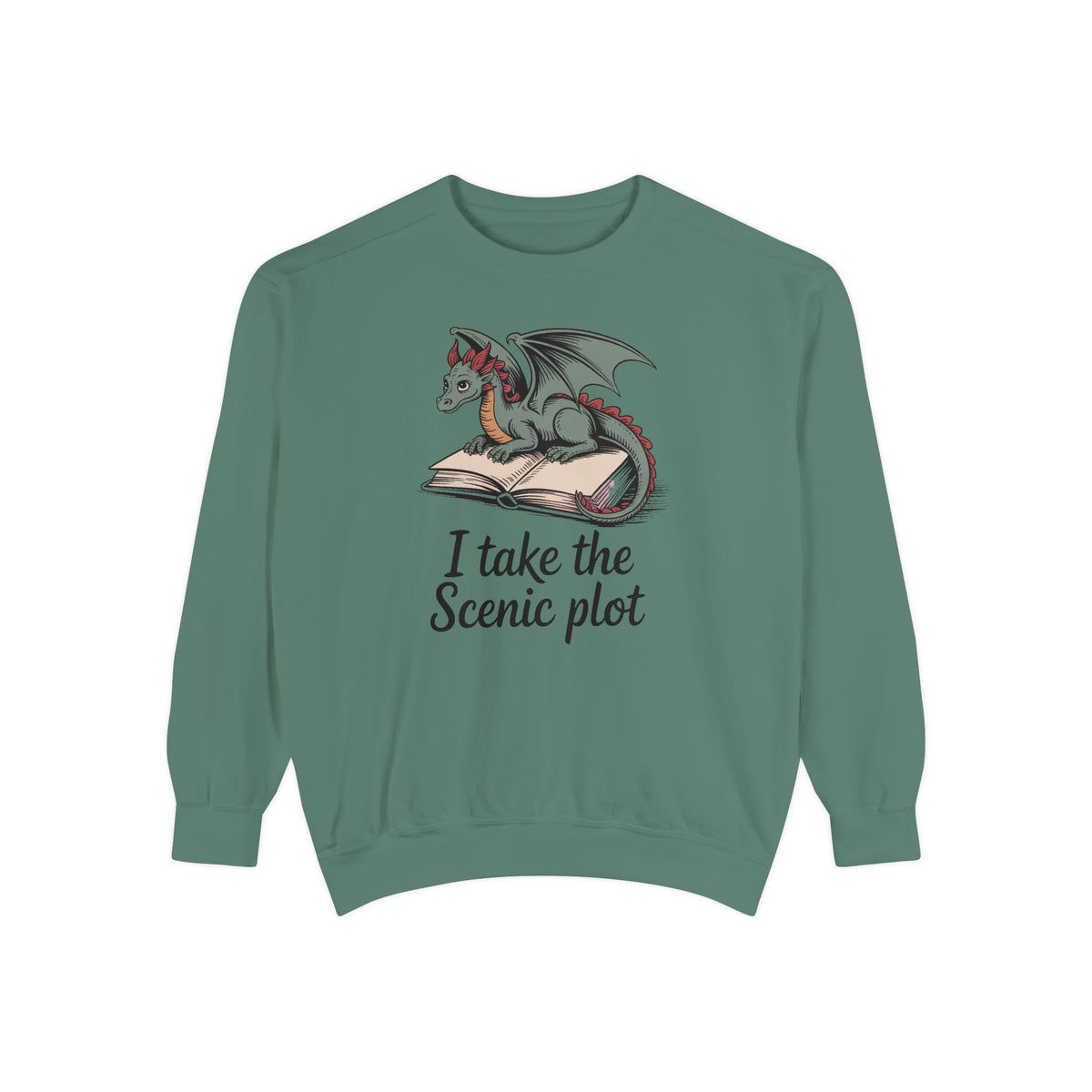 Fantasy Reader Sweatshirt, I Take The Scenic Plot, Dragon Book Lover Gift, Bookish Hobby Sweatshirt, Cute Dragon Reading Tee, Gift For Book…