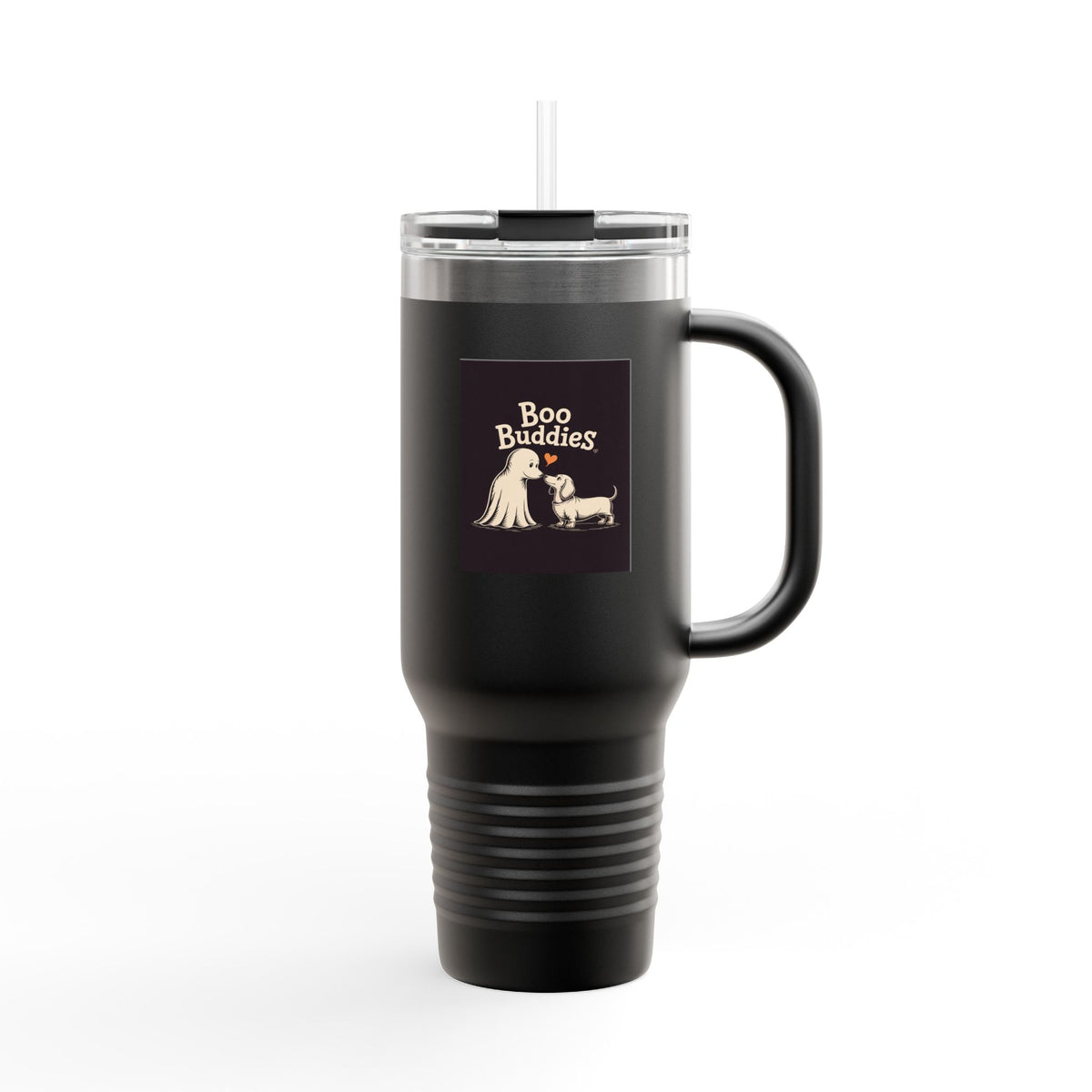 Boo Buddies Dog And Ghost Halloween Tumbler, Cute Dachshund Ghost 40oz Travel Mug, Spooky Season Dog Lover Gift, Halloween Coffee Cup