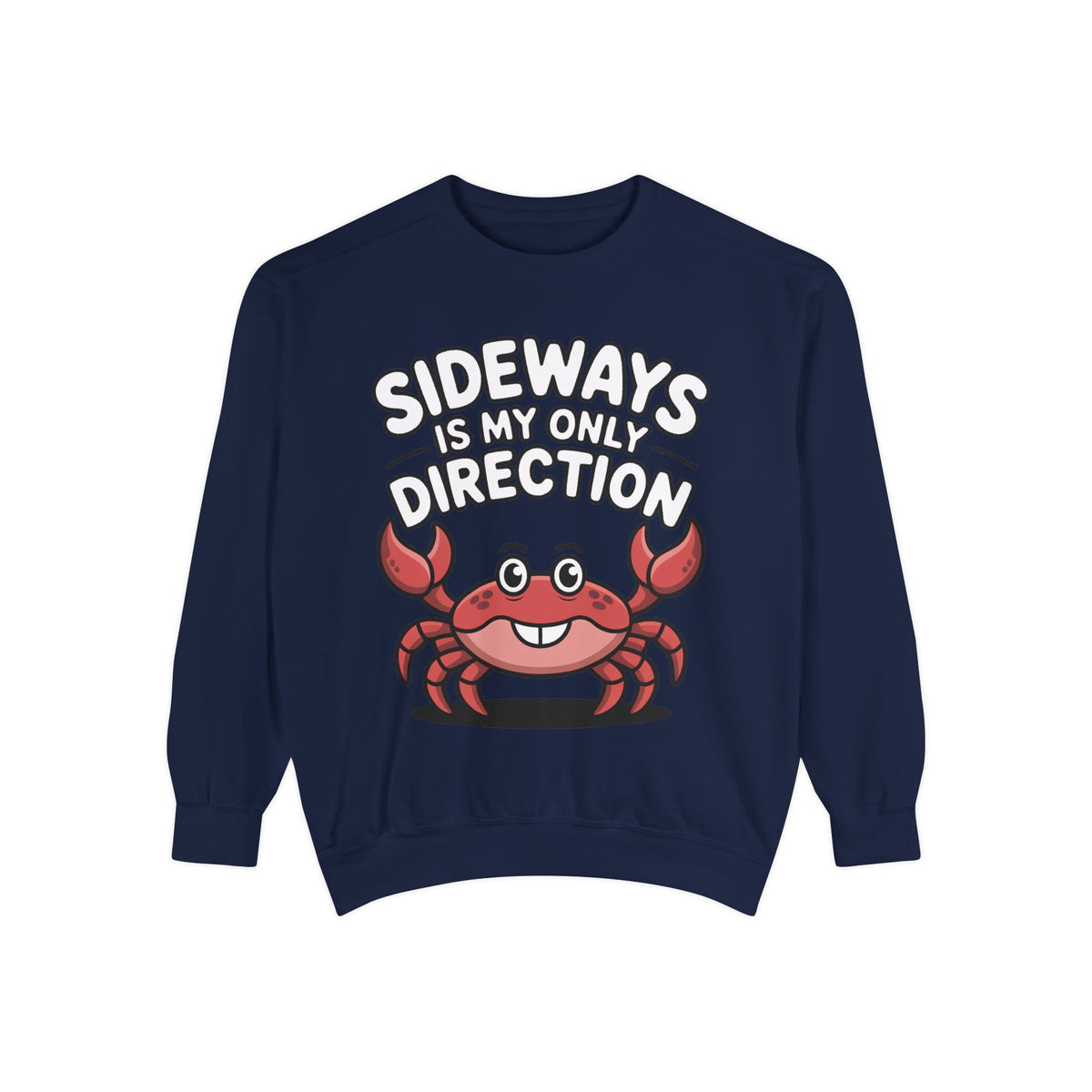Funny Crab Sweatshirt, Sideways Is My Only Direction Crewneck, Cute Crab Lover Gift, Embroidered Patch Style Beach Sweatshirt