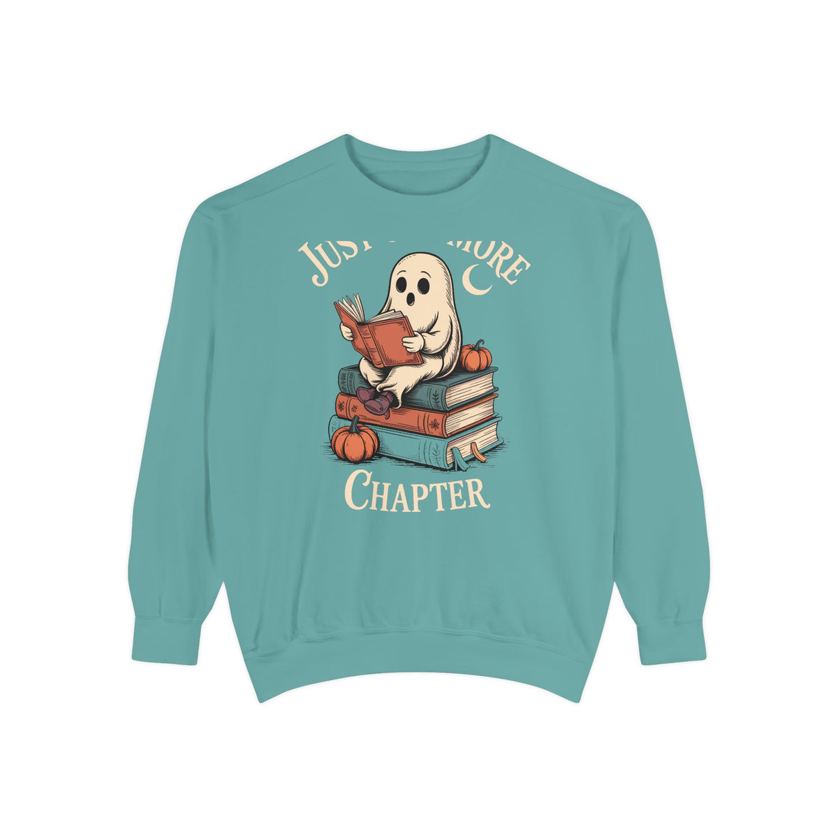 Just One More Chapter Ghost Sweatshirt, Halloween Reading Crewneck, Cozy Bookish Ghost Sweatshirt, Spooky Season Book Lover Gift