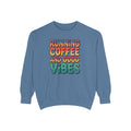 Running On Coffee And Vibes Sweatshirt, Retro Gradient Typography Crewneck, Coffee Lover Gift, Positive Vibes Pullover
