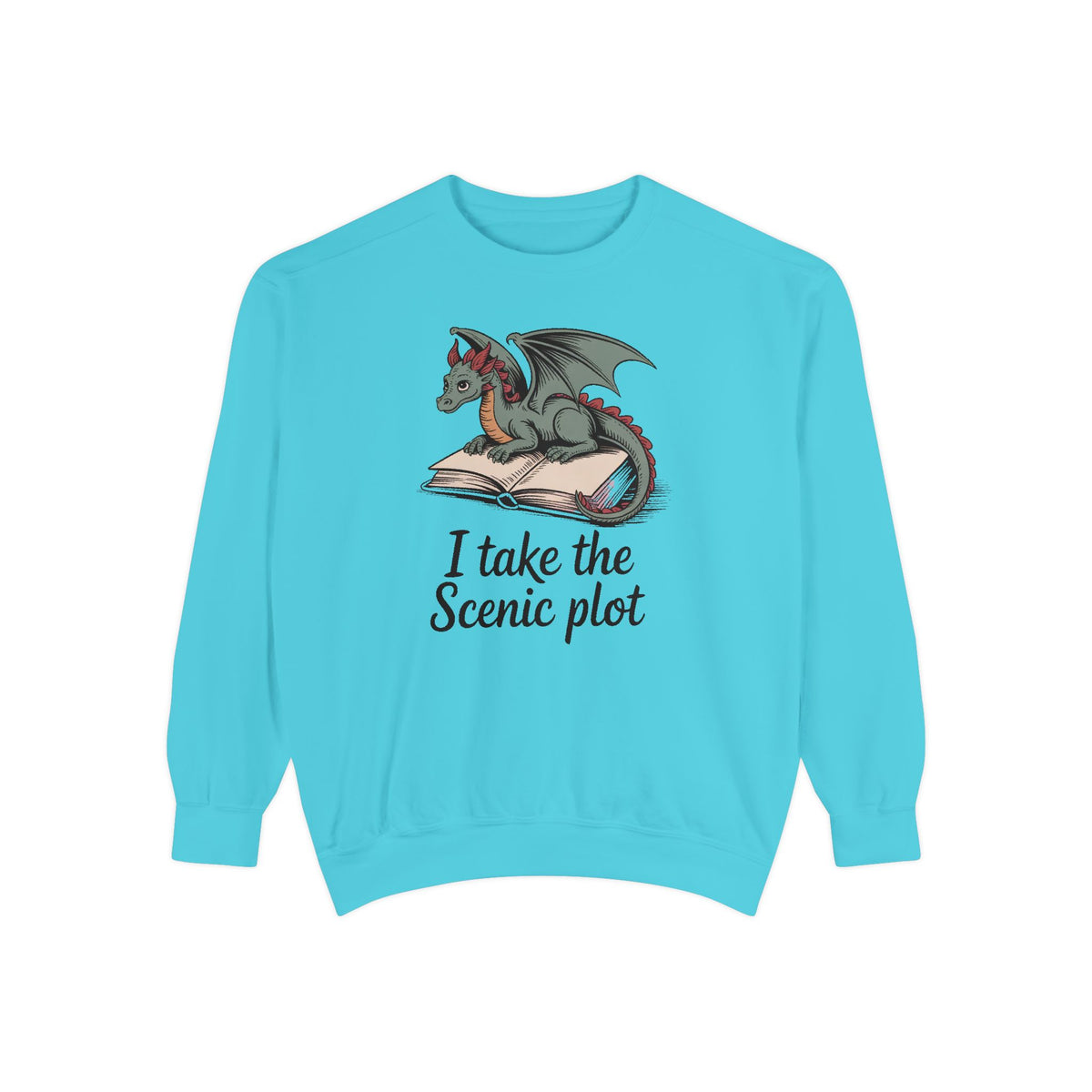 Fantasy Reader Sweatshirt, I Take The Scenic Plot, Dragon Book Lover Gift, Bookish Hobby Sweatshirt, Cute Dragon Reading Tee, Gift For Book…