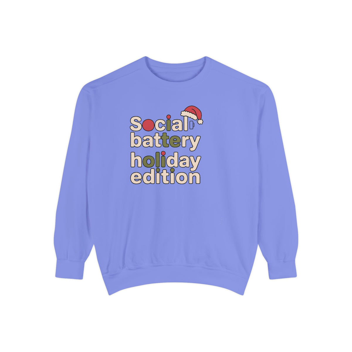 Social Battery Low Sweatshirt, Funny Christmas Gift For Introverts, Socially Tired Holiday Edition Crewneck, Anti Social Xmas Sweater