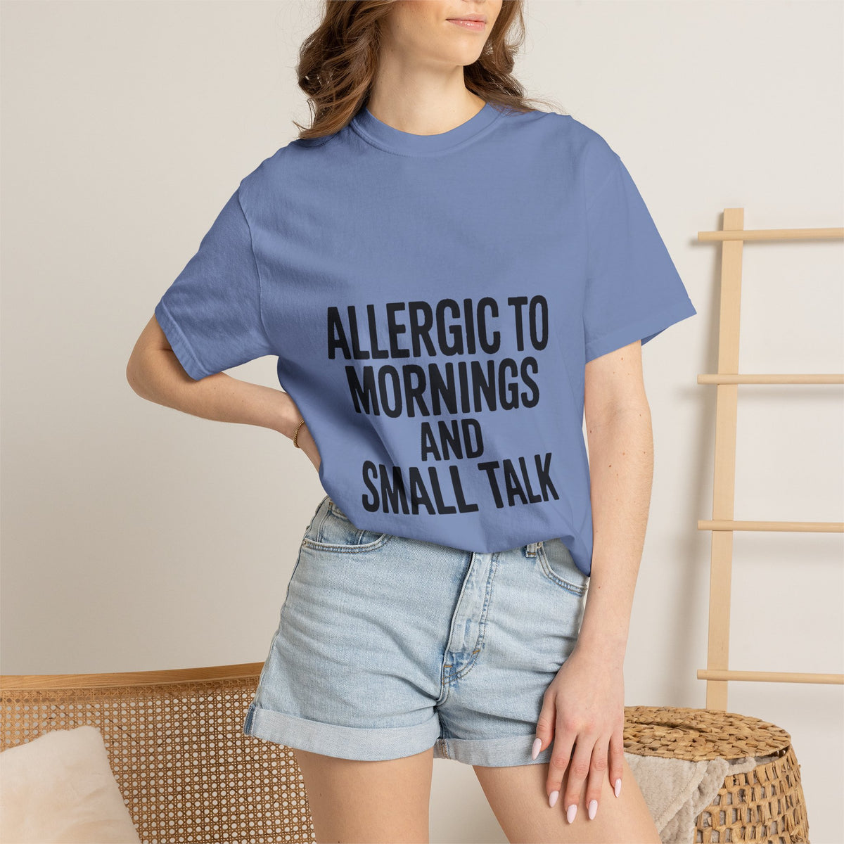 Allergic To Mornings And Small Talk Shirt, Funny Sarcastic T-Shirt, Introvert Gift, Bold Typography Tee for Coffee Lovers
