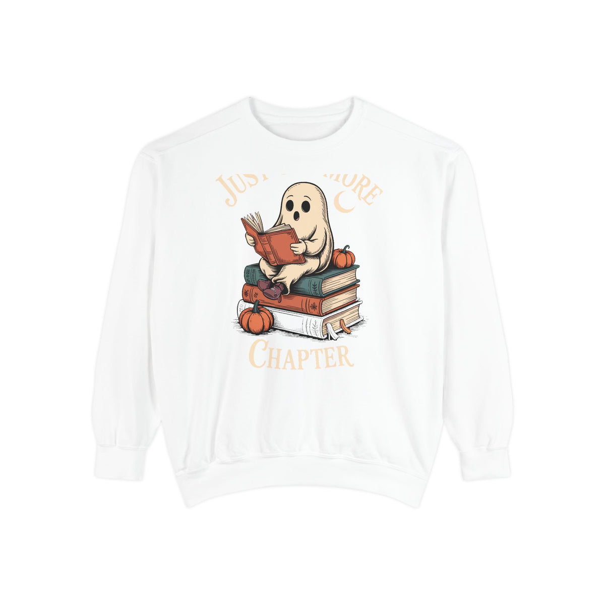 Just One More Chapter Ghost Sweatshirt, Halloween Reading Crewneck, Cozy Bookish Ghost Sweatshirt, Spooky Season Book Lover Gift