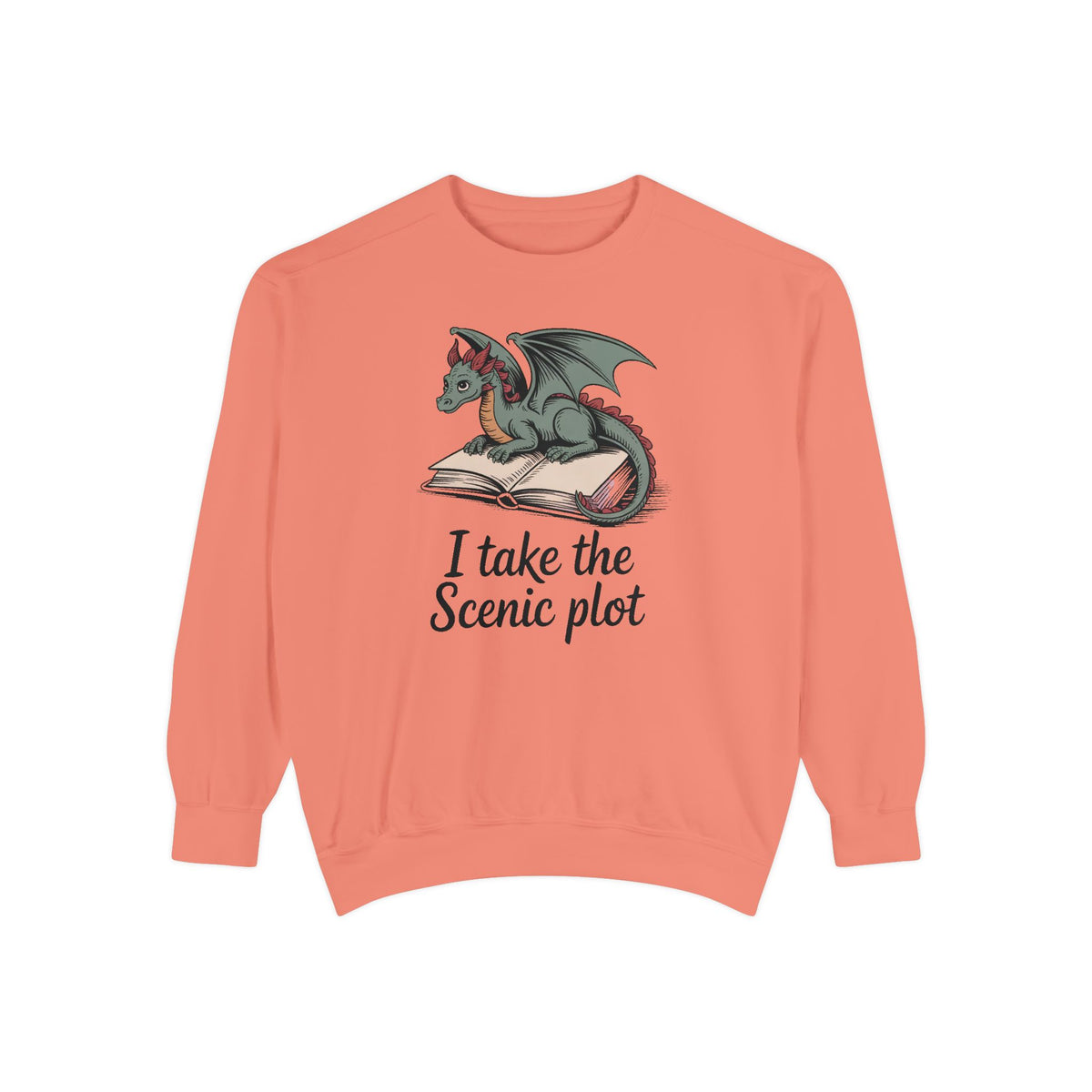Fantasy Reader Sweatshirt, I Take The Scenic Plot, Dragon Book Lover Gift, Bookish Hobby Sweatshirt, Cute Dragon Reading Tee, Gift For Book…