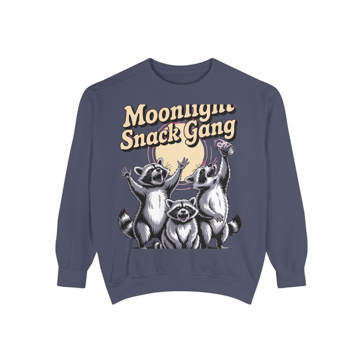 Retro Raccoon Sweatshirt, Moonlight Snack Gang Crewneck, Vintage 90s Raccoon Graphic Pullover, Funny Trash Panda Gift