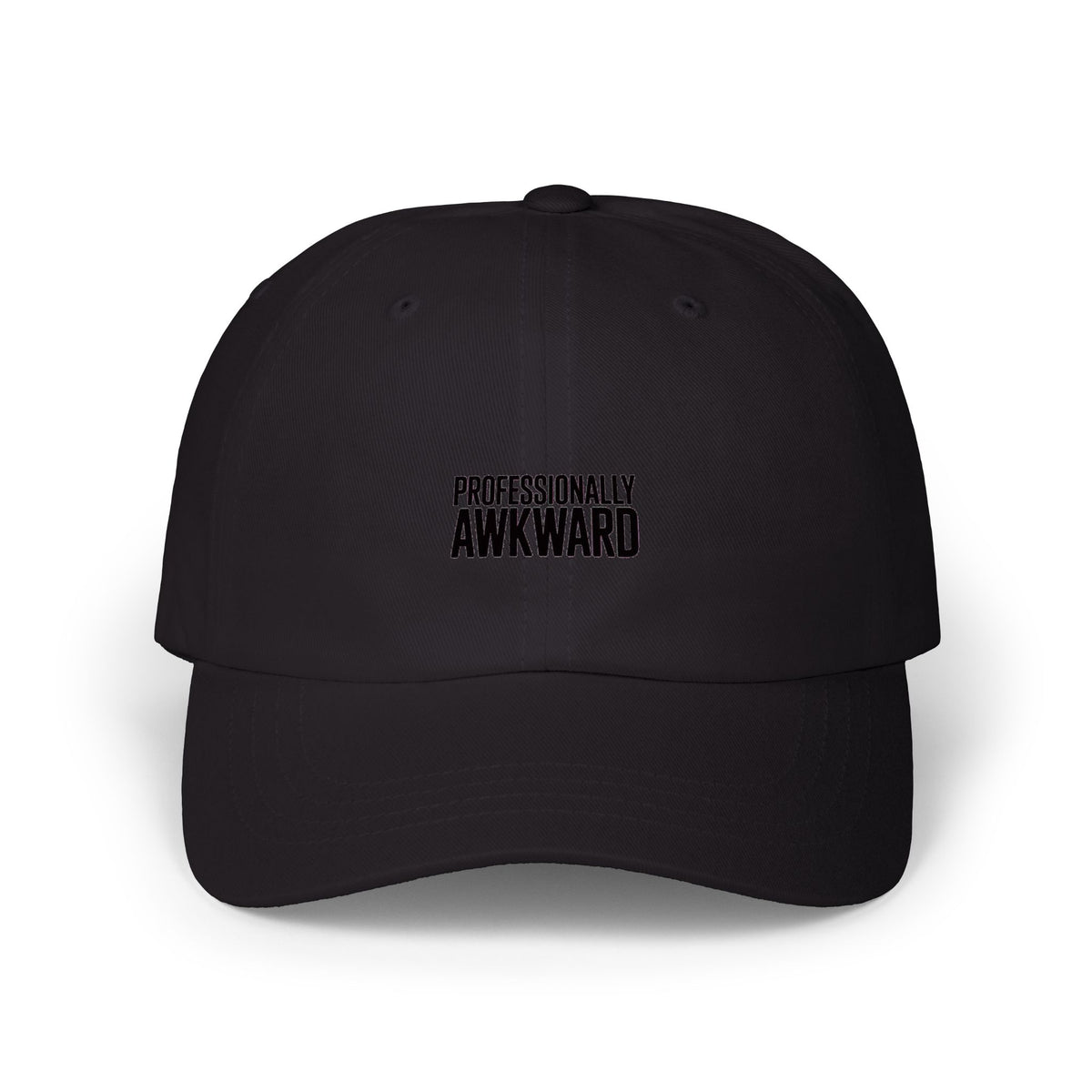 Professionally Awkward Embroidered Dad Hat, Funny Sarcastic Cap, Introvert Gift, Minimalist Bold Text Hat, Awkward Humor Baseball Cap