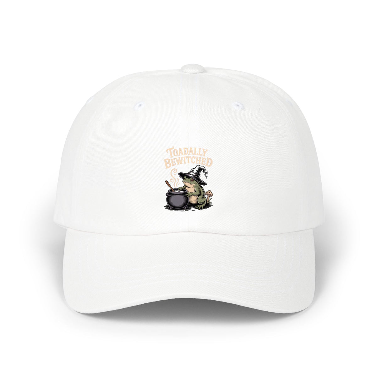 Toadally Bewitched Dad Cap, Funny Halloween Witch Toad Hat, Cottagecore Frog Embroidered Cap, Spooky Season Gift