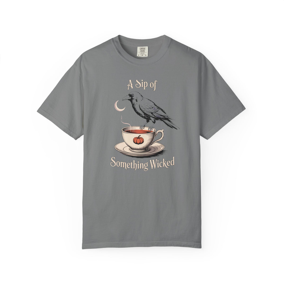 A Sip Of Something Wicked Crow Shirt, Vintage Halloween Tea Tee, Gothic Crow Pumpkin T-Shirt, Witchy Autumn Gift
