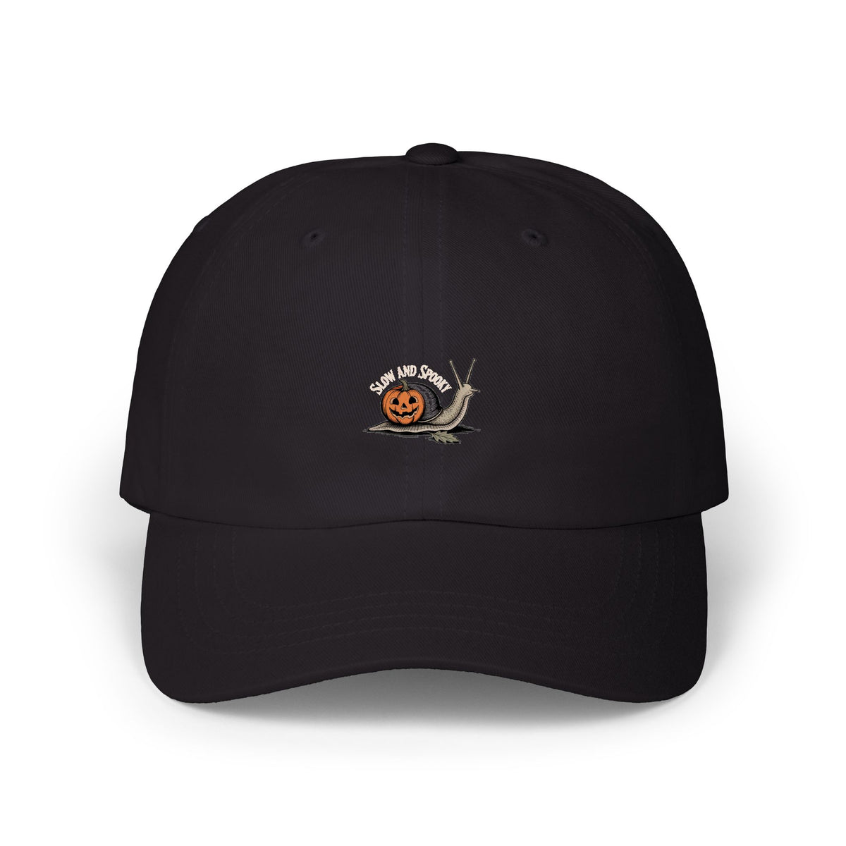 Slow And Spooky Snail Dad Cap, Halloween Snail Hat, Pumpkin Shell Embroidered Cap, Vintage Halloween Hat, Fall Season Gift