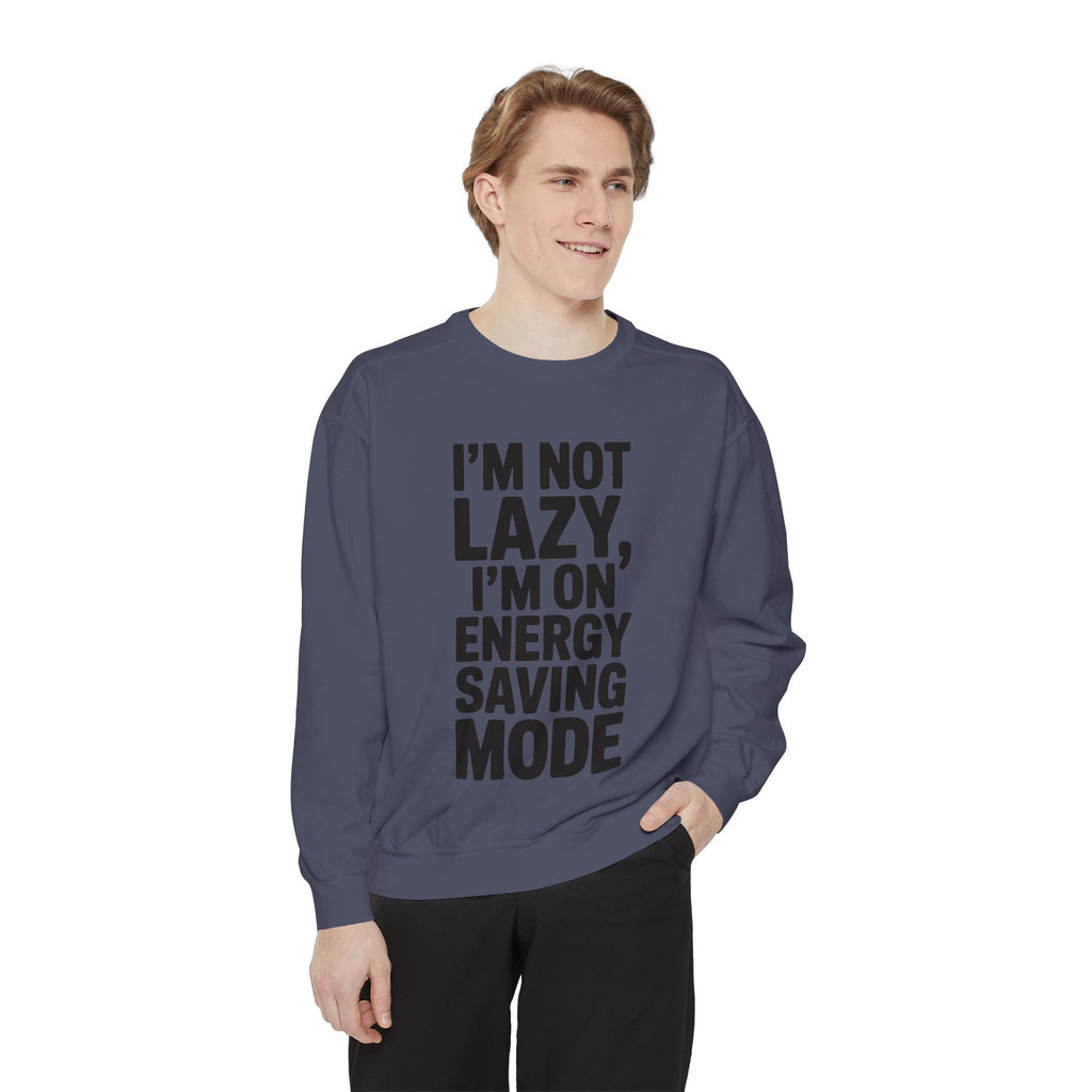 Energy Saving Mode Sweatshirt, Funny Lazy Quote Crewneck, I'm Not Lazy Embroidered Sweatshirt, Sarcastic Gift for Introvert