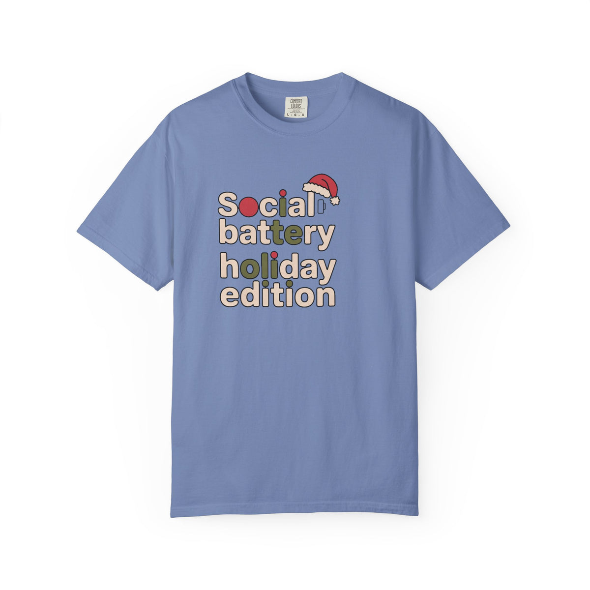 Social Battery Holiday Edition Shirt, Funny Christmas Tee For Socially Tired, Introvert Christmas Gift, Low Battery Holiday Shirt, Funny Xm…