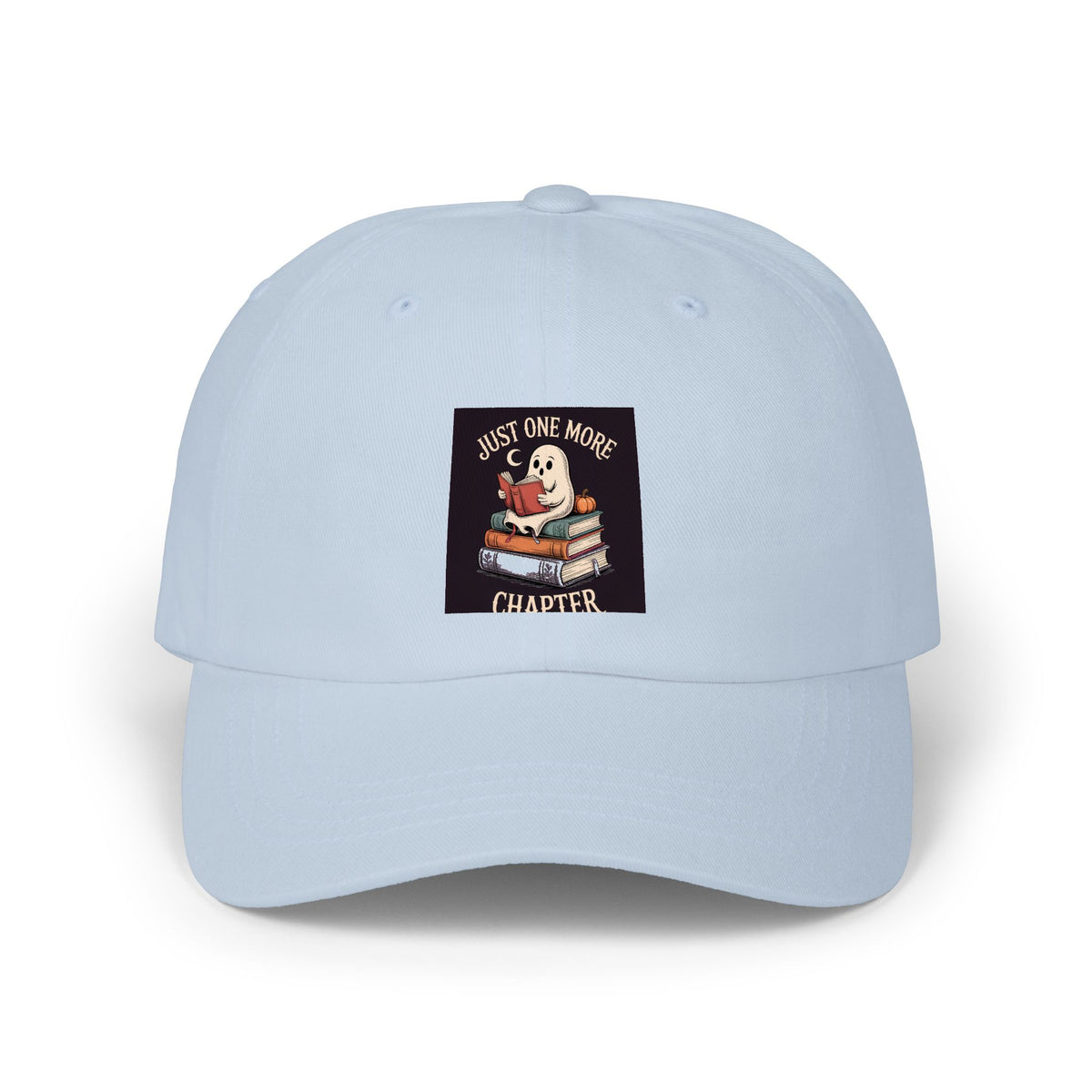 Just One More Chapter Ghost Dad Cap, Halloween Reading Hat, Bookish Ghost Embroidered Cap, Spooky Season Gift for Book Lovers