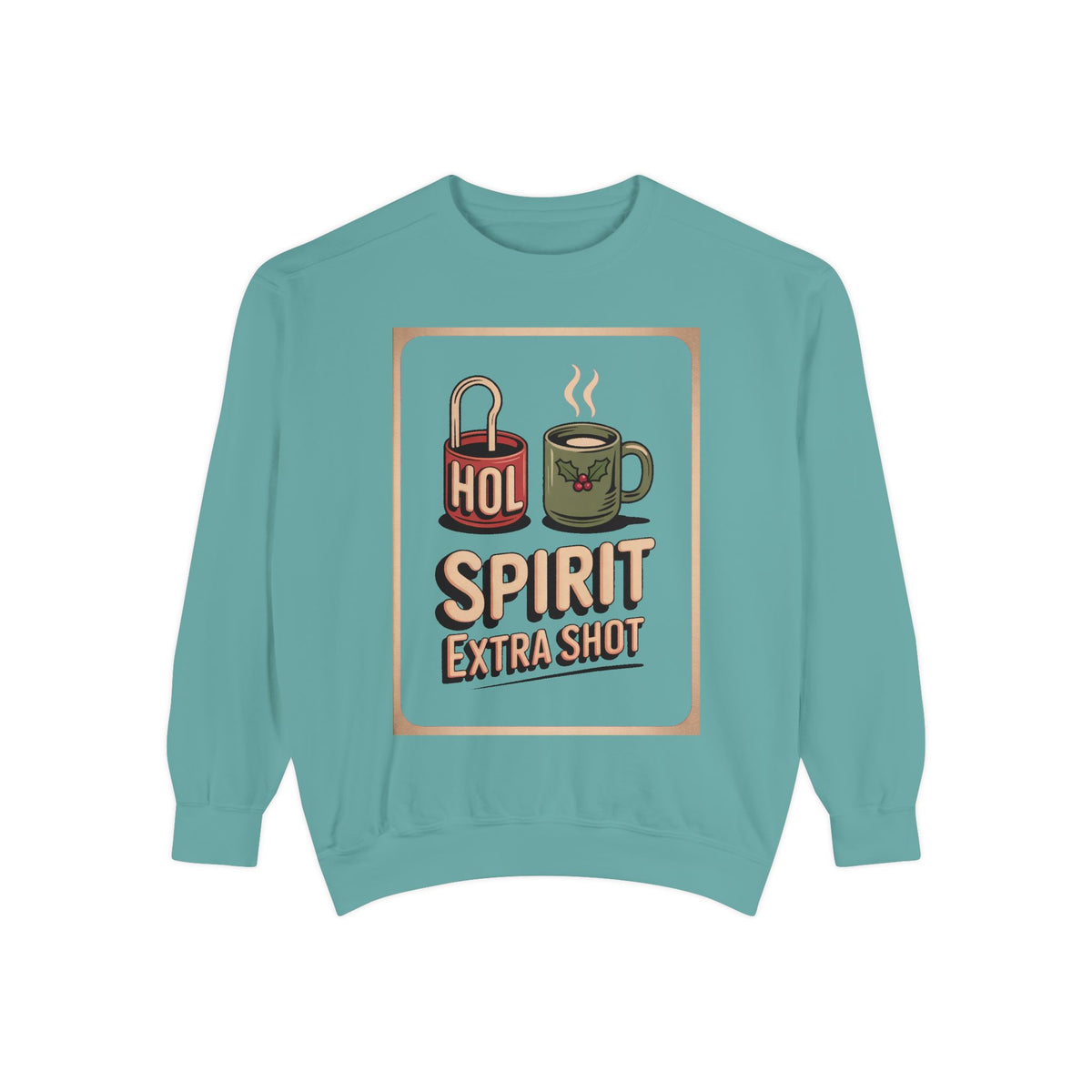 Coffee Lover Christmas Sweatshirt, Holiday Spirit Extra Shot Crewneck, Funny Christmas Coffee Gift, Retro Diner Lettering Sweatshirt, Coffe…