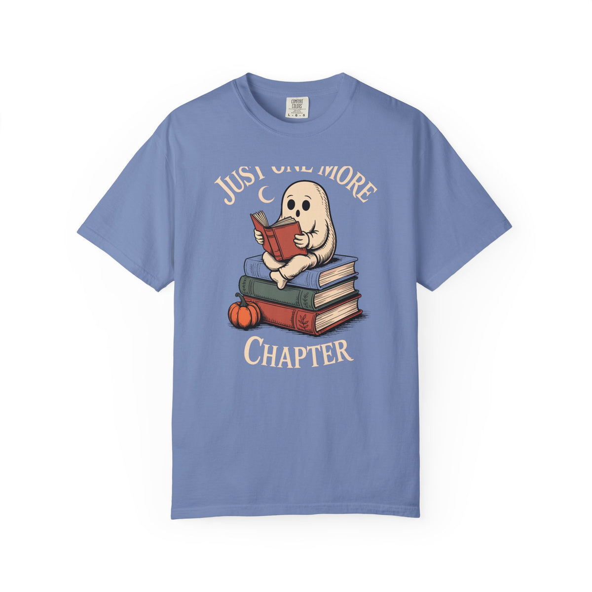 Just One More Chapter Ghost Shirt, Halloween Reading Tee, Bookworm Ghost T-Shirt, Cozy Spooky Season Gift for Book Lovers