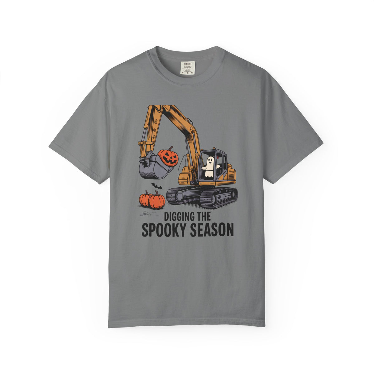 Digging The Spooky Season Excavator Shirt, Funny Halloween Construction Tee, Ghost Pumpkin Halloween T-Shirt, Excavator Lover Gift