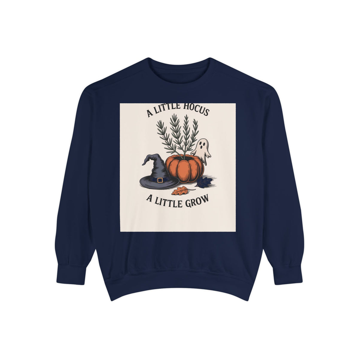 A Little Hocus A Little Grow Sweatshirt, Halloween Pumpkin Planter Crewneck, Witchy Botanical Sweatshirt, Cozy Fall Halloween Shirt