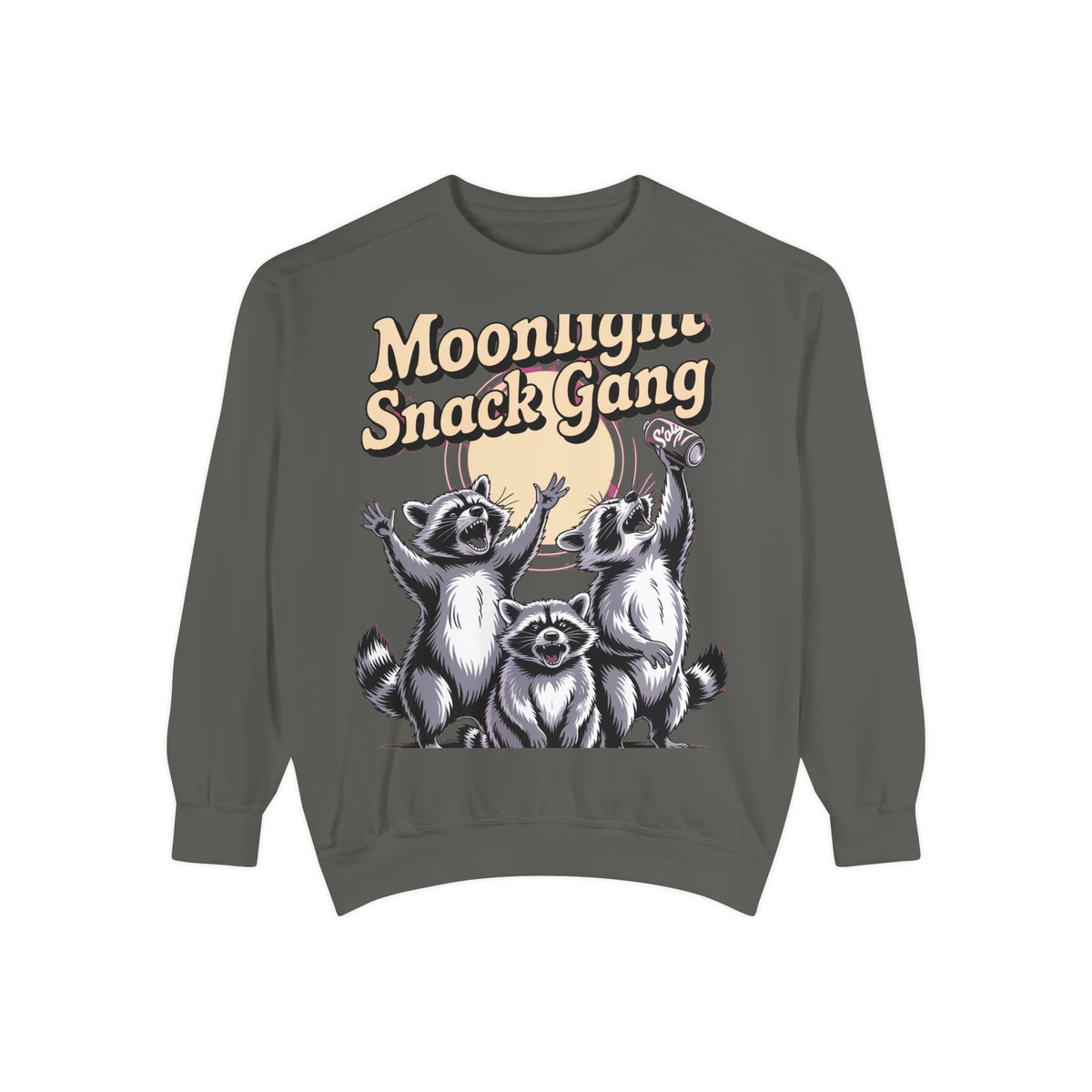 Retro Raccoon Sweatshirt, Moonlight Snack Gang Crewneck, Vintage 90s Raccoon Graphic Pullover, Funny Trash Panda Gift