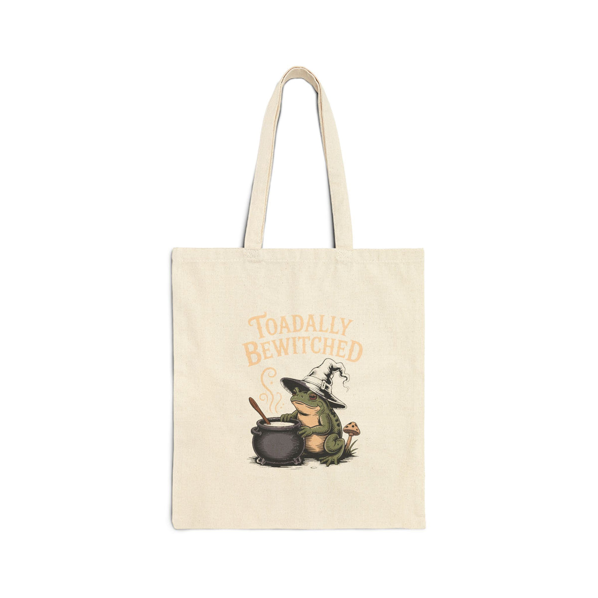 Toadally Bewitched Tote Bag, Funny Halloween Witch Toad Canvas Bag, Vintage Storybook Frog Witch Gift, Spooky Season Tote