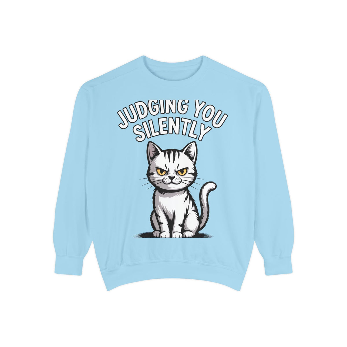 Judging You Silently Cat Sweatshirt, Funny Cat Lover Crewneck, Sarcastic Cat Embroidered Patch Style Sweatshirt, Cute Cat Gift
