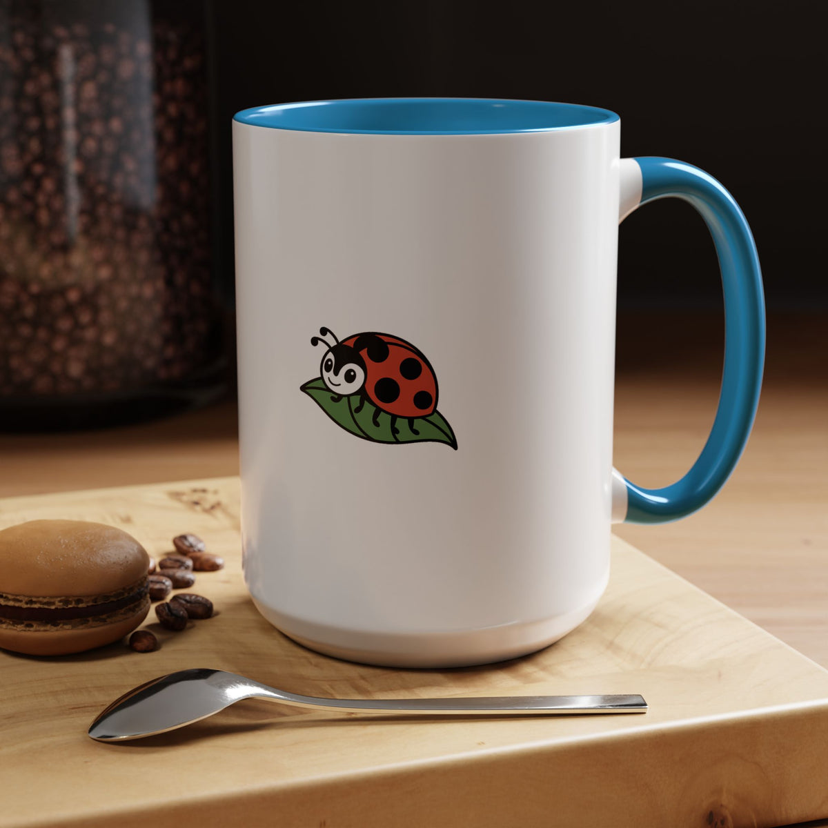 Ladybug On A Leaf Mug, Cute Ladybug Ceramic Mug, Nature Lover Gift, Cottagecore Coffee Cup, Insect Lover Gift Mug