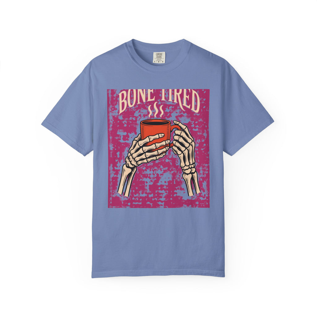 Bone Tired Halloween Shirt, Skeleton Hands Coffee T-Shirt, Vintage Halloween Coffee Lover Tee, Spooky Season Graphic Shirt