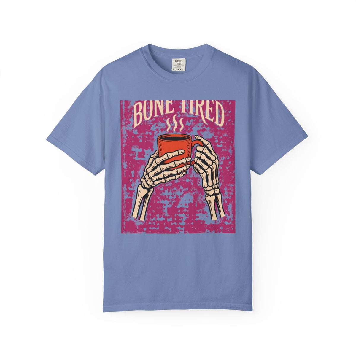 Bone Tired Halloween Shirt, Skeleton Hands Coffee T-Shirt, Vintage Halloween Coffee Lover Tee, Spooky Season Graphic Shirt