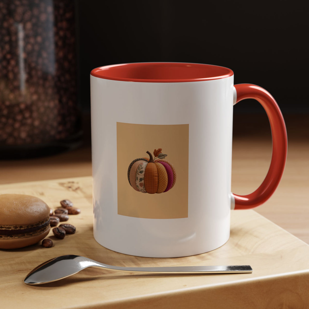 Patchwork Pumpkin Mug, Fall Halloween Coffee Cup, Quilted Pumpkin Ceramic Mug, Cottagecore Autumn Gift, Cozy Halloween Season Mug
