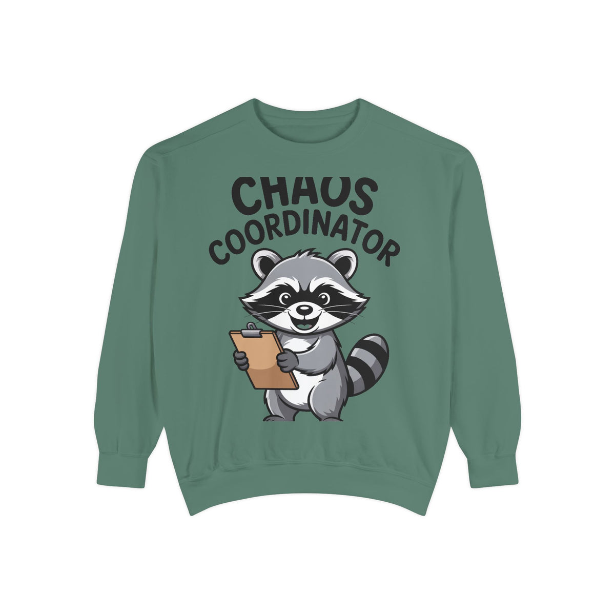 Chaos Coordinator Raccoon Sweatshirt, Funny Raccoon Crewneck, Cute Cartoon Raccoon Gift, Embroidered Patch Style Pullover
