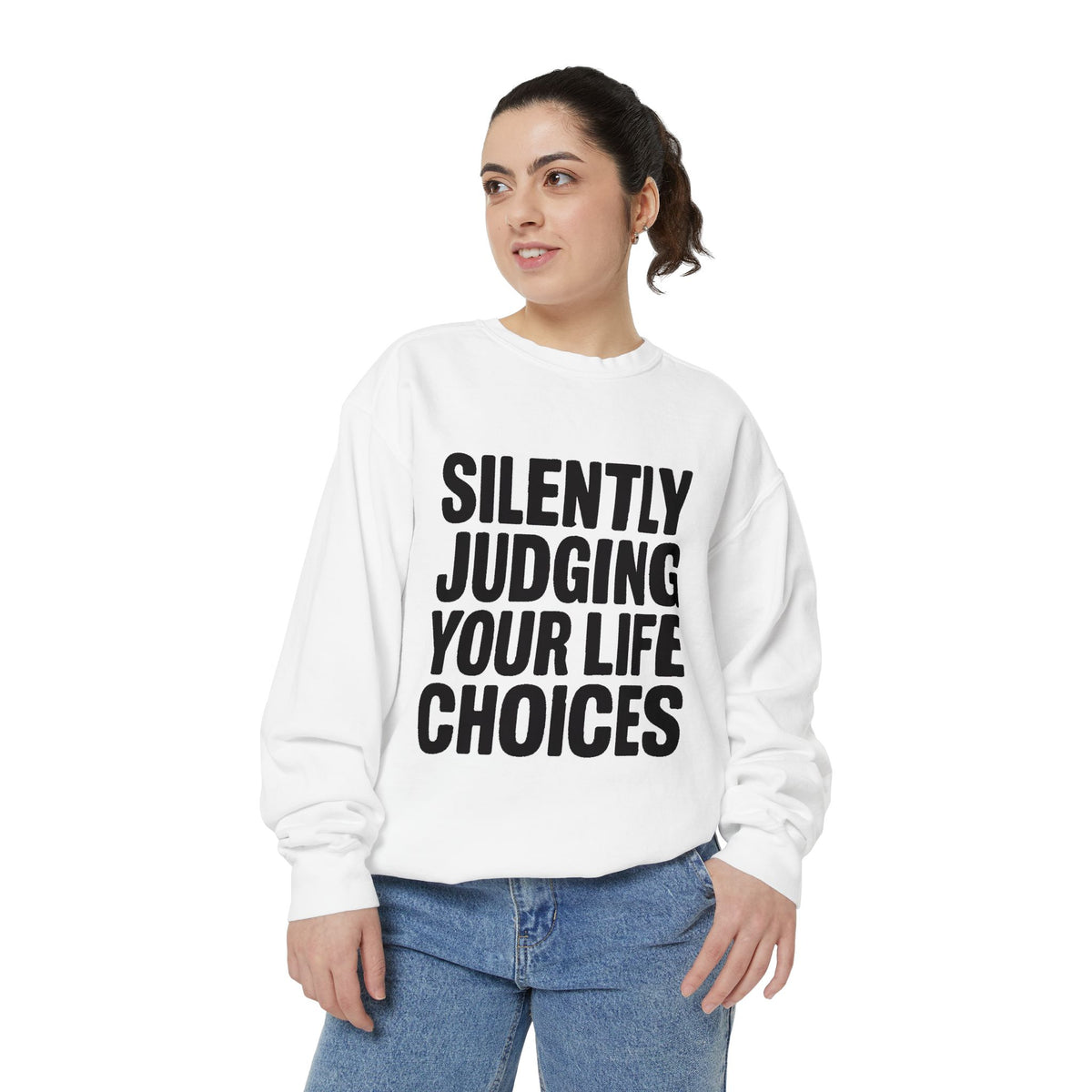 Silently Judging Your Life Choices Sweatshirt, Funny Sarcastic Crewneck, Embroidered Patch Style Sweatshirt, Snarky Gift