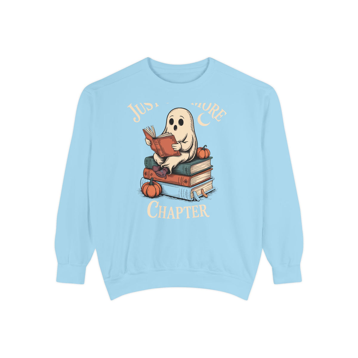 Just One More Chapter Ghost Sweatshirt, Halloween Reading Crewneck, Cozy Bookish Ghost Sweatshirt, Spooky Season Book Lover Gift