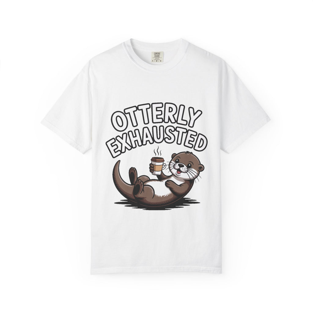 Otterly Exhausted Shirt, Funny Otter Coffee T-Shirt, Cute Otter Lover Gift, Sarcastic Coffee Lover Tee