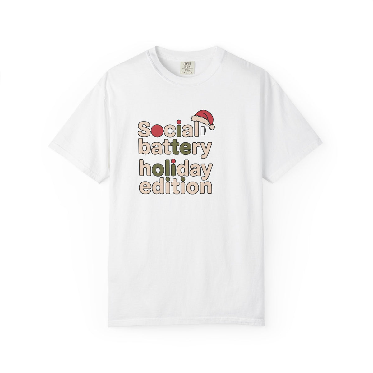 Social Battery Holiday Edition Shirt, Funny Christmas Tee For Socially Tired, Introvert Christmas Gift, Low Battery Holiday Shirt, Funny Xm…