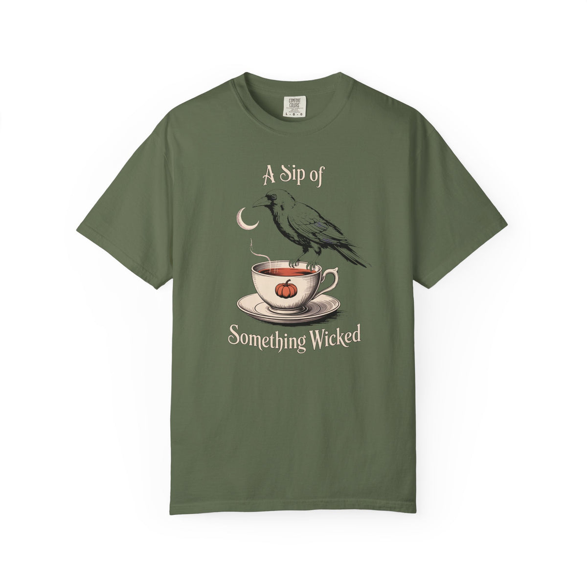 A Sip Of Something Wicked Crow Shirt, Vintage Halloween Tea Tee, Gothic Crow Pumpkin T-Shirt, Witchy Autumn Gift