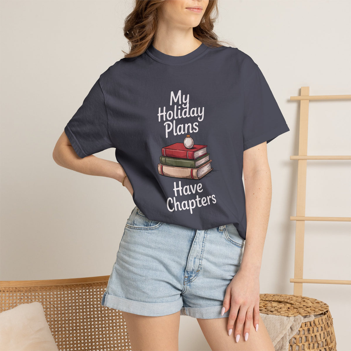 Bookish Christmas Shirt, My Holiday Plans Have Chapters, Book Lover Christmas Gift, Funny Reader Tee, Bookworm Holiday Shirt, Book Club Chr…