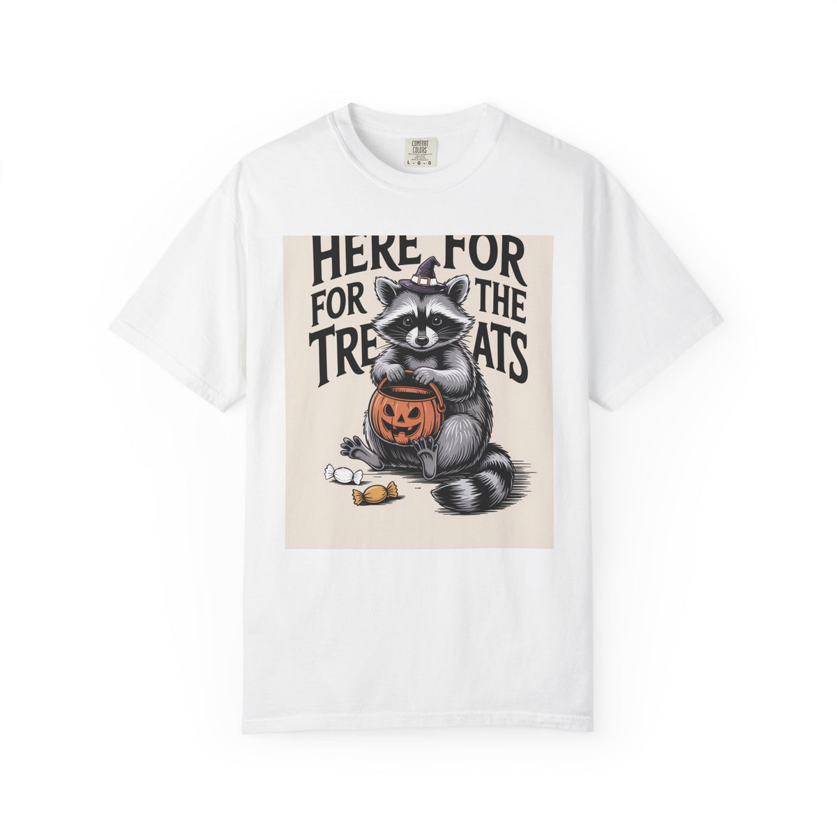Here For The Treats Raccoon Shirt, Funny Halloween T-Shirt, Vintage Trick Or Treat Tee, Spooky Season Raccoon Gift