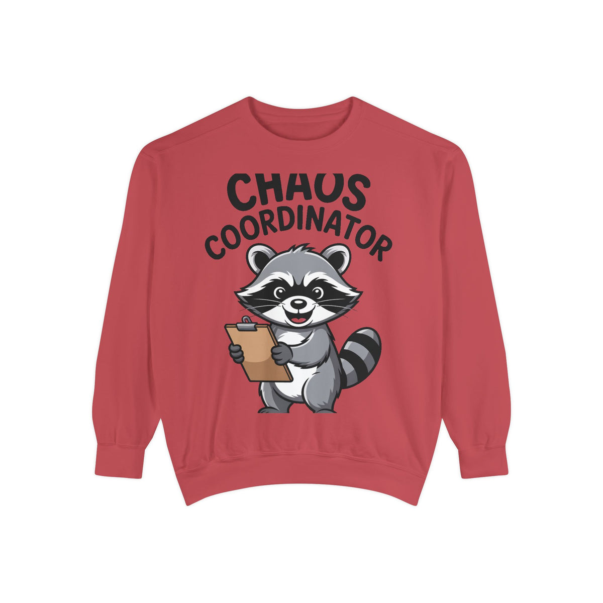 Chaos Coordinator Raccoon Sweatshirt, Funny Raccoon Crewneck, Cute Cartoon Raccoon Gift, Embroidered Patch Style Pullover