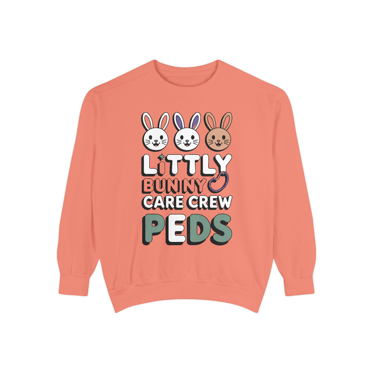 Pediatric Nurse Sweatshirt, Little Bunny Care Crew, Easter Gift For Peds Nurse, Cute Bunny Nurse Shirt, Easter Nurse Appreciation Sweatshir…