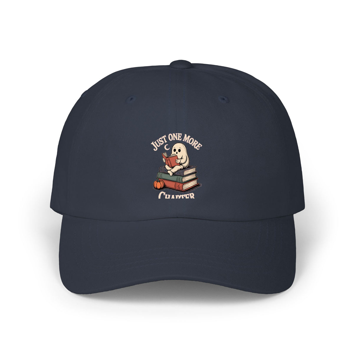 Just One More Chapter Ghost Dad Cap, Halloween Book Lover Hat, Spooky Season Reading Embroidered Cap, Cute Ghost Bookworm Gift