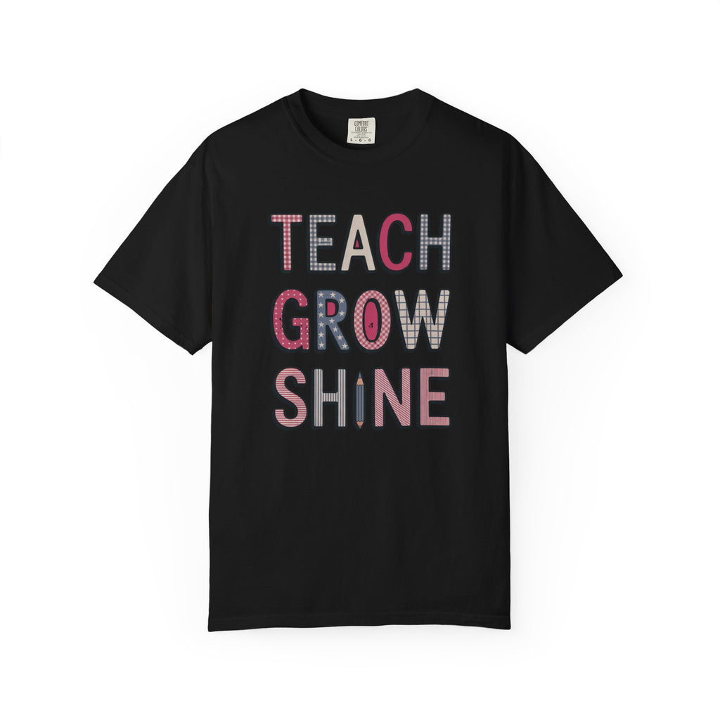 Teacher Shirt, Fourth of July Teacher Gift, Teach Grow Shine Shirt, Patriotic Teacher Tee, 4th of July Teacher Appreciation Shirt, End of Y…