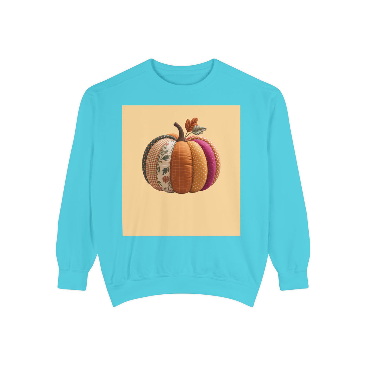 Patchwork Pumpkin Sweatshirt, Fall Quilted Pumpkin Crewneck, Halloween Shirt, Cozy Autumn Gift, Embroidered Style Pumpkin Sweater