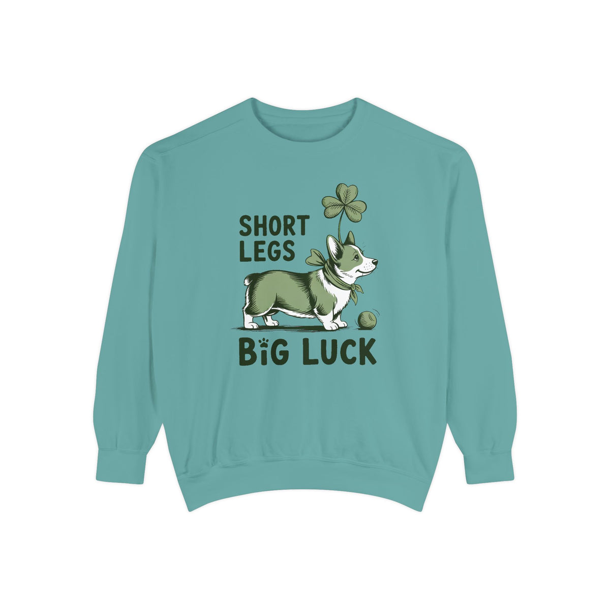 Corgi Owner Sweatshirt, St Patrick's Day Gift For Corgi Mom, Short Legs Big Luck Crewneck, Funny Corgi Lover Tee, Lucky Dog Owner Sweatshirt