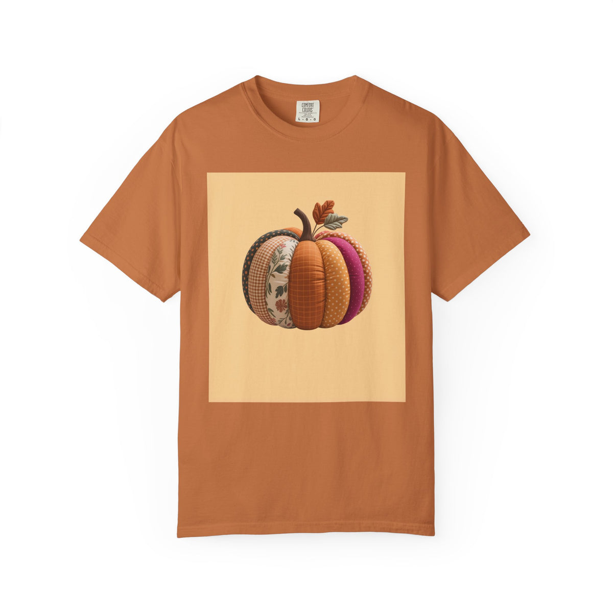 Patchwork Pumpkin T-Shirt, Cute Fall Pumpkin Halloween Shirt, Quilted Autumn Pumpkin Tee, Cozy Halloween Gift