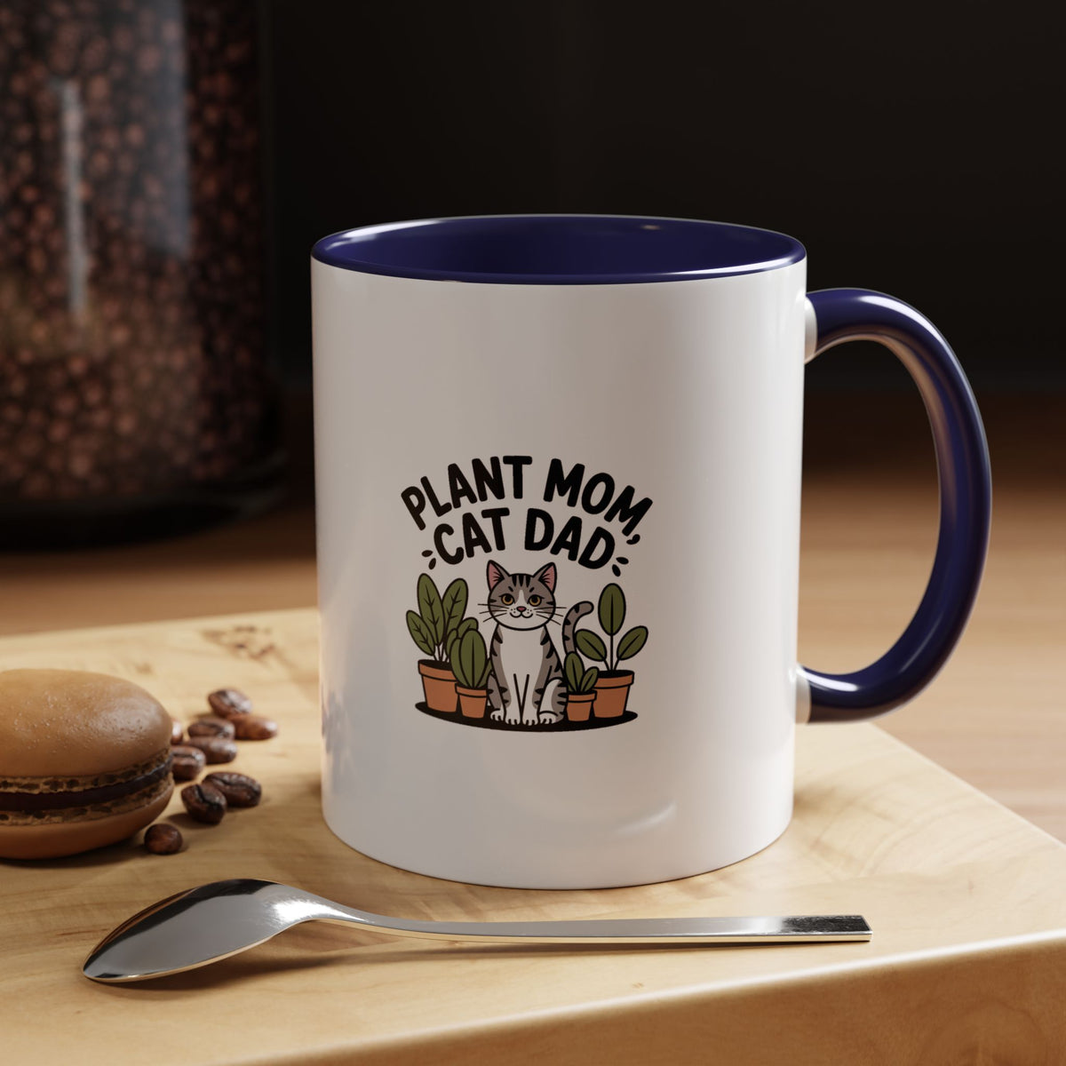 Plant Mom Cat Dad Mug, Funny Cat Plant Lover Gift, Cute Cat with Plants Coffee Mug, Plant Mom Gift, Crazy Plant Lady Mug